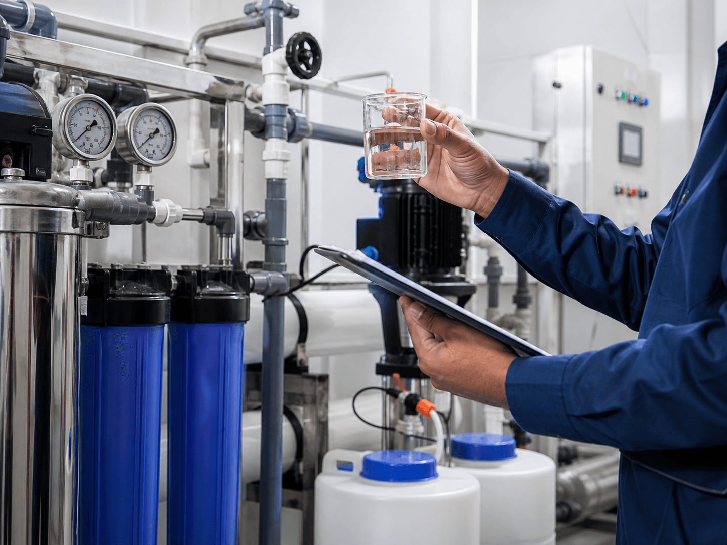 Hindustan Hydro Treatments engineers inspecting a water treatment installation